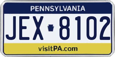 PA license plate JEX8102