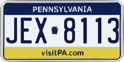 PA license plate JEX8113