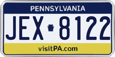 PA license plate JEX8122