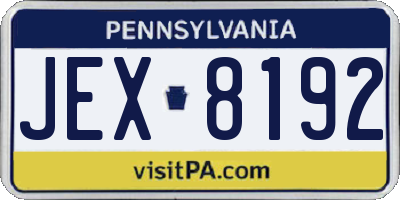 PA license plate JEX8192