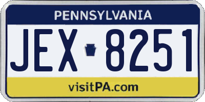 PA license plate JEX8251