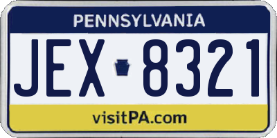 PA license plate JEX8321