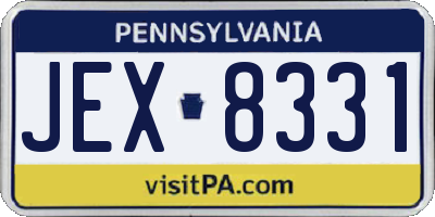 PA license plate JEX8331