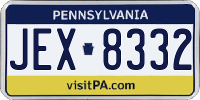 PA license plate JEX8332