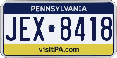 PA license plate JEX8418