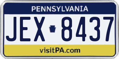 PA license plate JEX8437