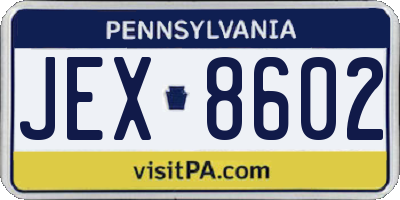 PA license plate JEX8602