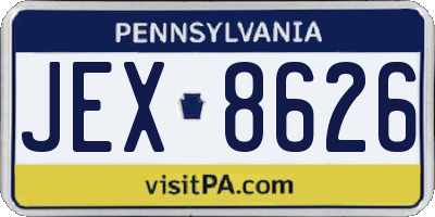 PA license plate JEX8626