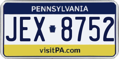 PA license plate JEX8752