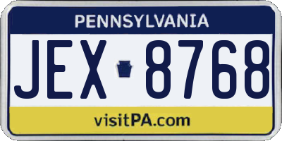 PA license plate JEX8768