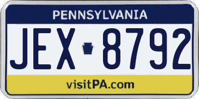PA license plate JEX8792