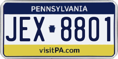 PA license plate JEX8801