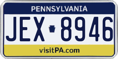PA license plate JEX8946