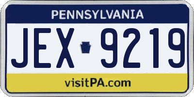 PA license plate JEX9219