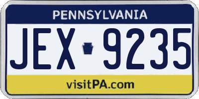 PA license plate JEX9235