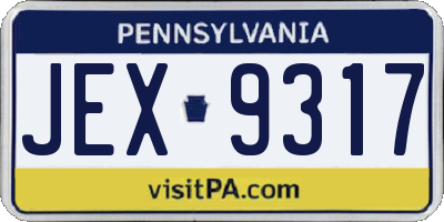 PA license plate JEX9317
