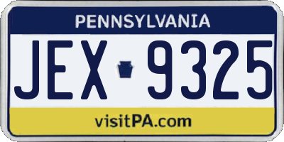 PA license plate JEX9325