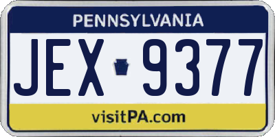 PA license plate JEX9377