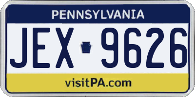 PA license plate JEX9626