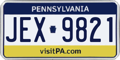PA license plate JEX9821