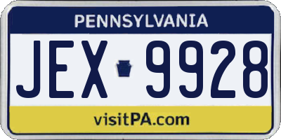 PA license plate JEX9928