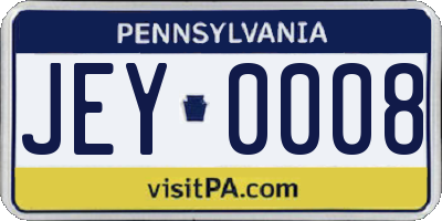 PA license plate JEY0008