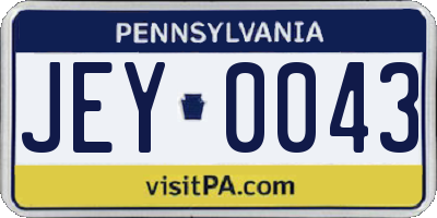 PA license plate JEY0043