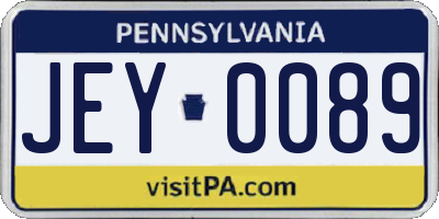 PA license plate JEY0089