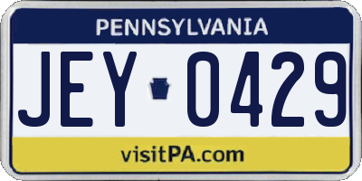 PA license plate JEY0429