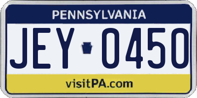 PA license plate JEY0450
