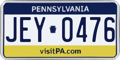 PA license plate JEY0476