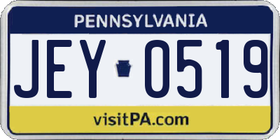 PA license plate JEY0519
