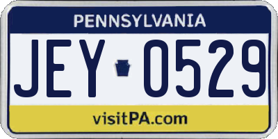PA license plate JEY0529