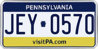 PA license plate JEY0570