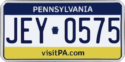 PA license plate JEY0575