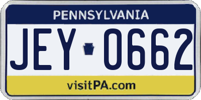 PA license plate JEY0662