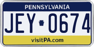 PA license plate JEY0674