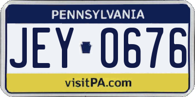 PA license plate JEY0676