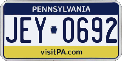 PA license plate JEY0692