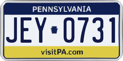 PA license plate JEY0731