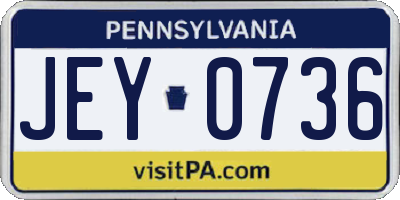 PA license plate JEY0736