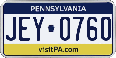 PA license plate JEY0760