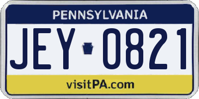 PA license plate JEY0821