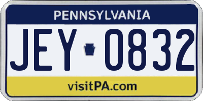 PA license plate JEY0832