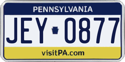 PA license plate JEY0877