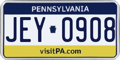 PA license plate JEY0908