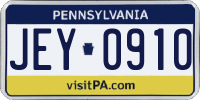 PA license plate JEY0910