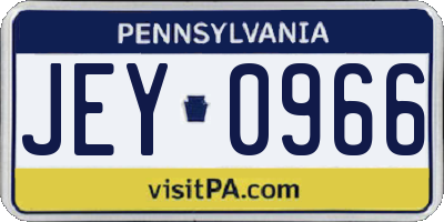 PA license plate JEY0966