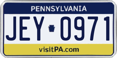 PA license plate JEY0971