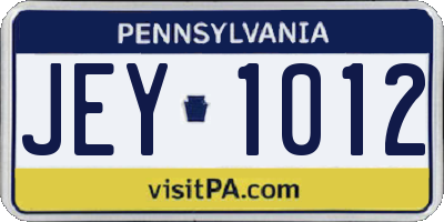 PA license plate JEY1012